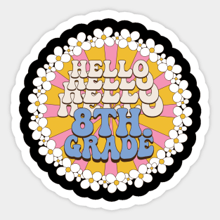 Retro Hello Eighth Grade Back To School 8th Grade Teacher Sticker